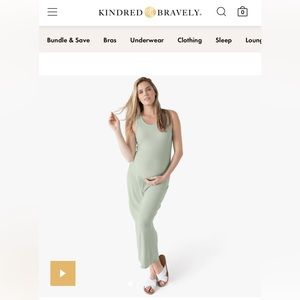 Kindred Bravely Gwen Ribbed Bamboo Maternity Midi Dress Heather Grey Size Medium